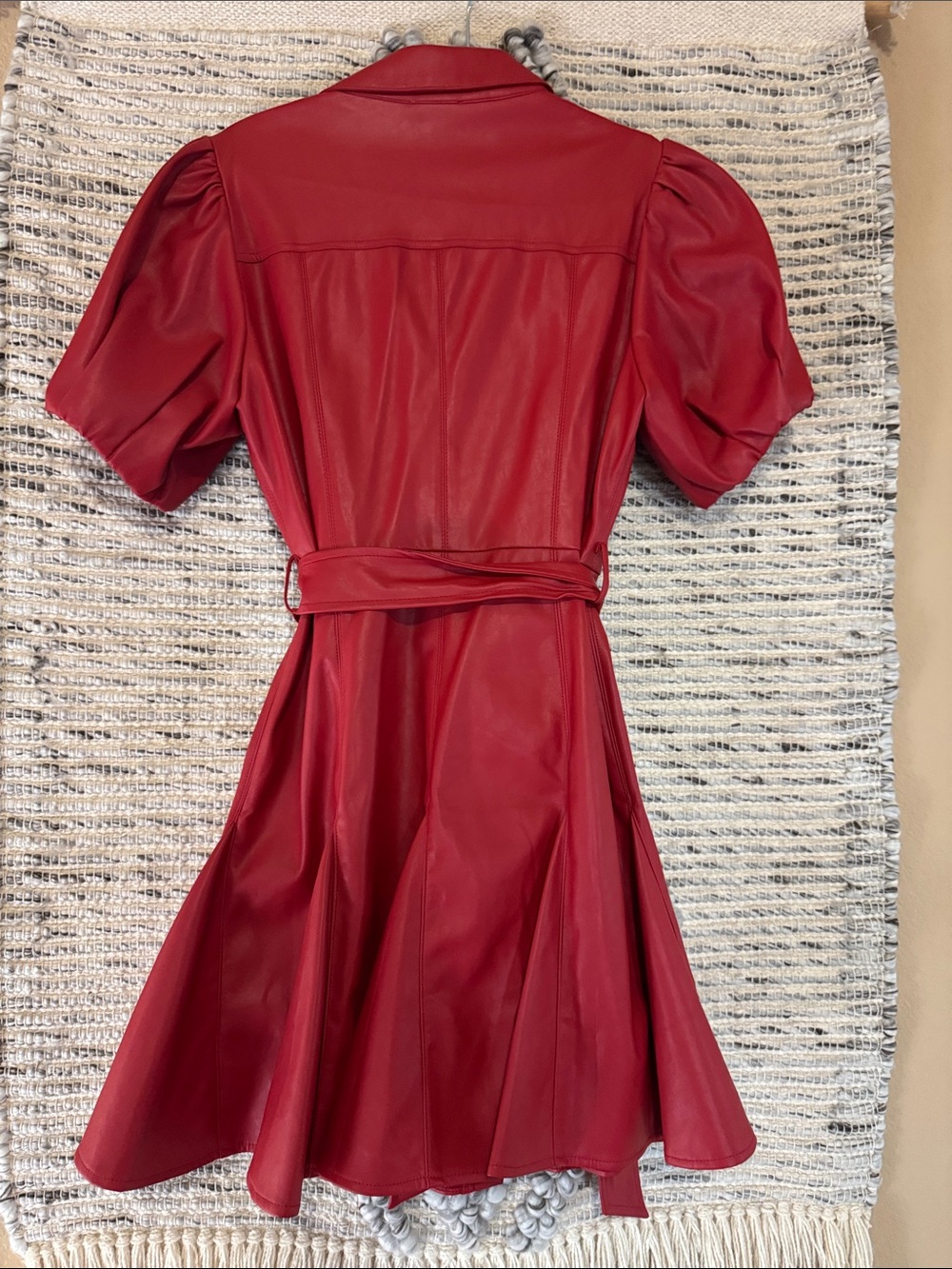 Fate Red Faux-Leather Puff-Sleeve Mini Dress - Picture 3 of 4